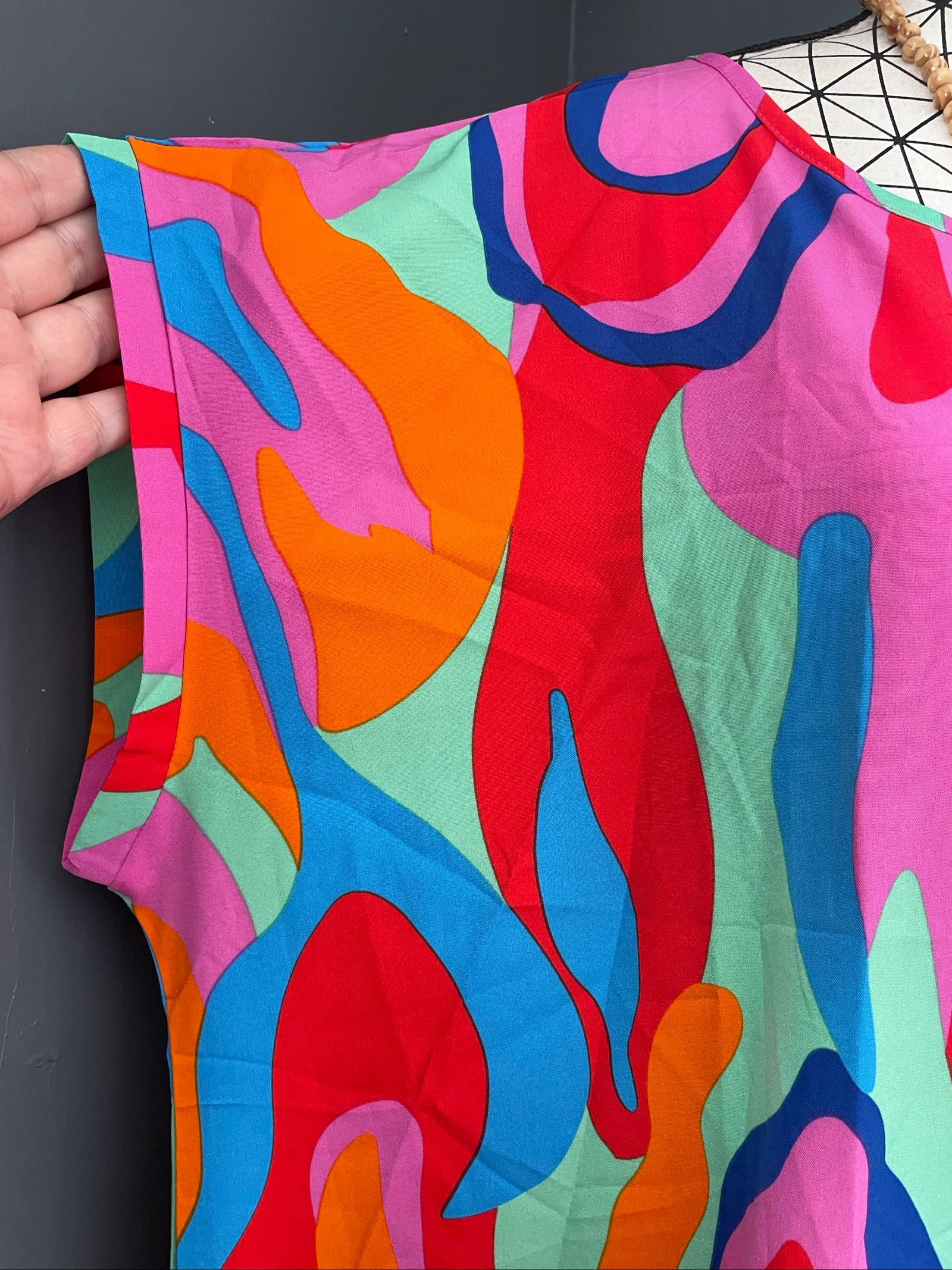 💖 abstracte veelkleurige lange jurk grote maat 58 vloeiende bohemien oversized kleurrijk 💖 – photo 3